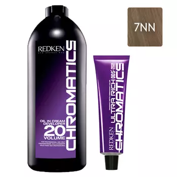 Redken Набор Перманентный краситель Chromatics Ultra Rich в оттенке 7NN, 60 мл + Проявитель крем-масло Chromatics 20 Vol [6%], 1000 мл (Redken, Окрашивание)