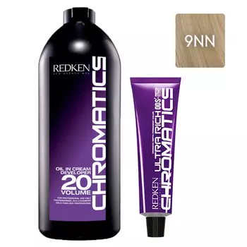 Redken Набор Перманентный краситель Chromatics Ultra Rich в оттенке 9NN, 60 мл + Проявитель крем-масло Chromatics 20 Vol [6%], 1000 мл (Redken, Окрашивание)