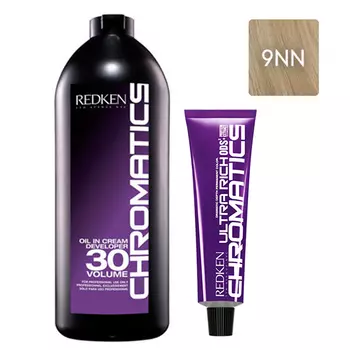 Redken Набор Перманентный краситель Chromatics Ultra Rich в оттенке 9NN, 60 мл + Проявитель крем-масло Chromatics 30 Vol [9%], 1000 мл (Redken, Окрашивание)