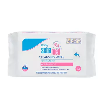 Sebamed Салфетки детские очищающие с пантенолом Baby wipes with panthenol, 72 шт. (Sebamed, Baby)