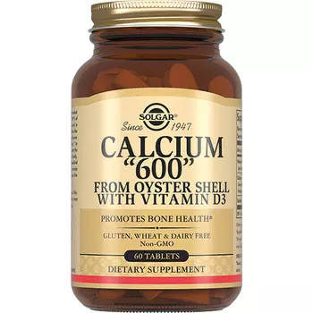 Solgar Кальций 600 из раковин устриц, 60 таблеток (Solgar, Минералы)