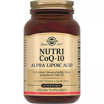 Solgar Нутрикоэнзим Q-10 с альфа-липоевой кислотой, 60 капсул (Solgar, Коэнзим)
