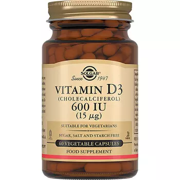 Solgar Витамин D3 600 ME, 60 капсул (Solgar, Витамины)