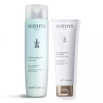 Sothys Paris Набор для очищения жирной кожи лица (гель-мусс 125 мл + тоник 200 мл) (Sothys Paris, Cleansers &amp; Lotions)