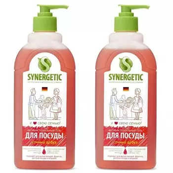 Synergetic Средство для мытья посуды "Сочный арбуз", 2 х 500 мл (Synergetic, Посуда)