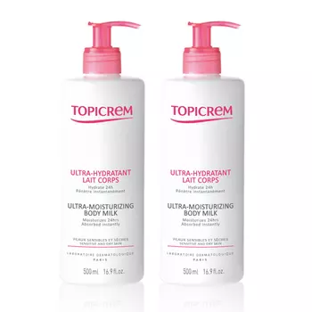 Topicrem Набор (ультра-увлажняющее молочко для тела, 500 мл х 2 шт) (Topicrem, Ультра-увлажнение тела - Чувствительная кожа)