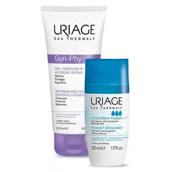 Uriage Набор для гигиены (Роликовый дезодорант тройного действия, 50 мл + Гель для интимной гигиены, 200 мл) (Uriage, Гигиена Uriage)