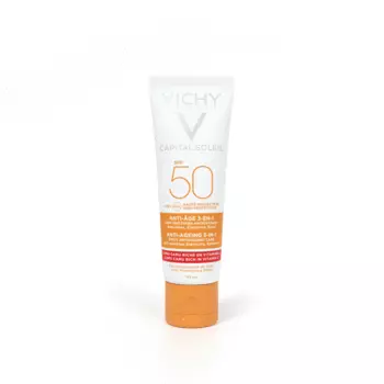 Vichy Cолнцезащитный антивозрастной уход 3 в 1 с антиоксидантами SPF 50, 50 мл (Vichy, Ideal Soleil)