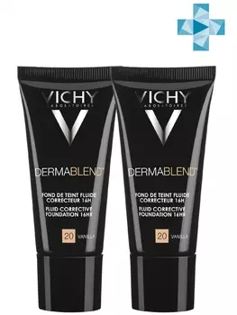 Vichy Корректирующий тональный флюид, Тон 20, 30 мл х 2 шт (Vichy, Dermablend)