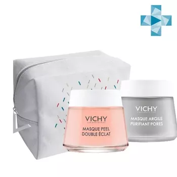 Vichy Набор 2 шага к совершенной коже (минеральная маска с глиной 75 мл + минеральная маска-пилинг 75 мл) (Vichy, Masque)