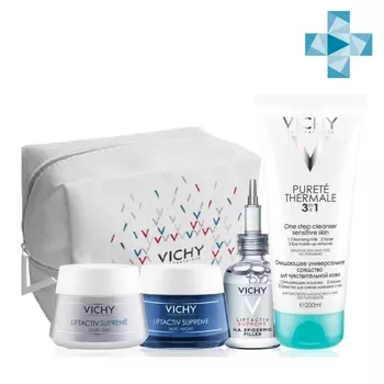 Vichy Набор для кожи с видимыми признаками старения (очищающий гель 200 мл + сыворотка-филлер 30 мл + дневной крем 50 мл + ночной крем 50 мл) (Vichy, Liftactiv)