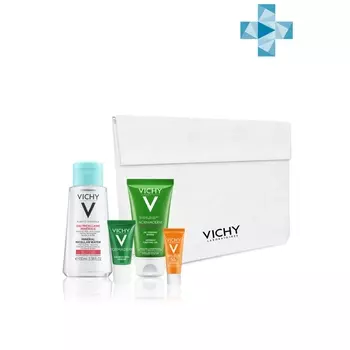 Vichy Набор для проблемной кожи (мицеллярная вода 100 мл + пробиотическая обновляющая сыворотка 5 мл + очищающий гель phytosolution 50 мл + матирующая эмуль (Vichy, Normaderm)