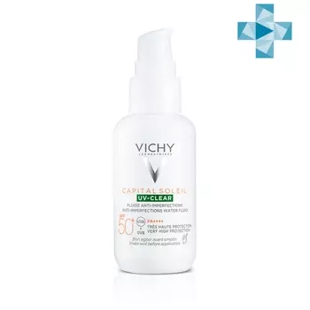 Vichy Невесомый солнцезащитный флюид UV-Clear для лица против несовершенств SPF 50+, 40 мл (Vichy, Capital Ideal Soleil)