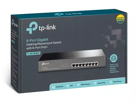 8-Port Gigabit PoE+ Switch, 8 Gigabit RJ45 Ports, 802.3at/af, 126W PoE Power, 1U 13-inch Rack-mountable Steel Case