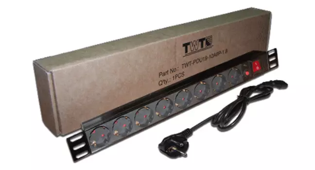 Блок распределения питания Lanmaster TWT-PDU19-10A8P гор.размещ. 8xSchuko базовые 10A без вилки