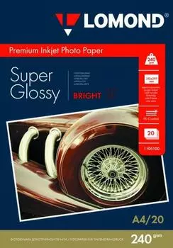 Бумага белый Lomond A4/240г/м2/20л./белый высокоглянцевое, 1105100