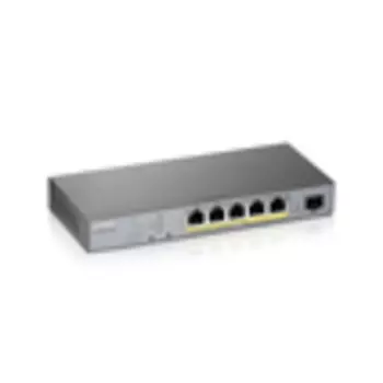 GS1350-6HP L2 коммутатор PoE+ для IP-видеокамер Zyxel GS1350-6HP, 4xGE PoE+, 1xGE PoE++ (802.3bt), 1xSFP, бюджет PoE 60