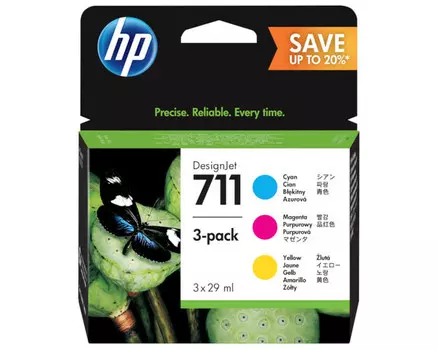 Комплект картриджей голубой, пурпурный, желтый HP Inc. 711, P2V32A