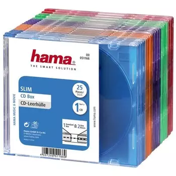 Коробка Hama на 1CD/DVD H-51166 Slim Box разноцветный (упак.:25шт)