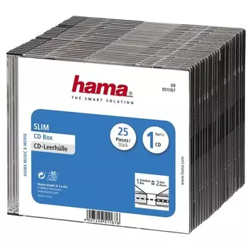 Коробка Hama на 1CD/DVD H-51167 Slim Box прозрачный (упак.:25шт)
