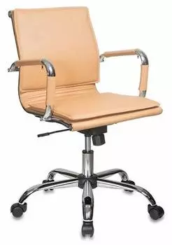 Кресло руководителя Бюрократ CH-993-Low/Camel низкая спинка светло-коричневый искусственная кожа крестовина хром