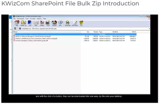 KWizCom File Bulk Zip Feature