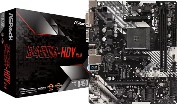 Материнская плата ASRock AM4 AMD B450 B450M-HDV