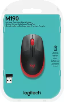 Мышь беспроводная полноразмерная Logitech M190 Red