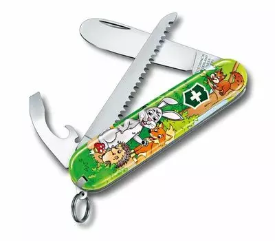 Нож перочинный Victorinox My First Victorinox Rabbit Edition (0.2373.E2) 84мм 9функций зеленый/рисун