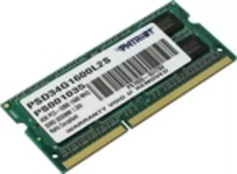 Оперативная память Patriot Desktop DDR3L 1600МГц 4Gb, PSD34G1600L2S, RTL