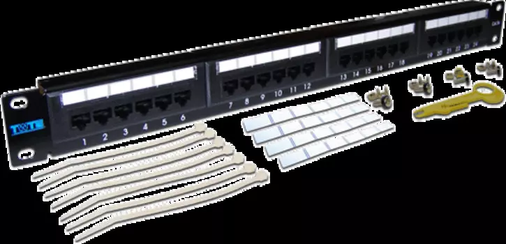 Патч-панель Lanmaster TWT-PP24UTP 19" 1U 24xRJ45 кат.5e UTP