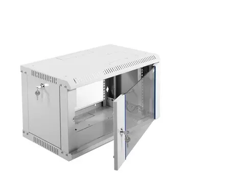 Шкаф коммутационный ЦМО ШРН-Э-6.350 6U 600x350мм пер.дв.стекл несъемн.бок.пан. серый