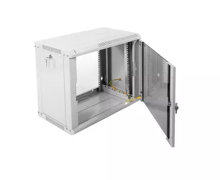 Шкаф коммутационный ЦМО ШРН-Э-9.350 9U 600x350мм пер.дв.стекл несъемн.бок.пан. серый