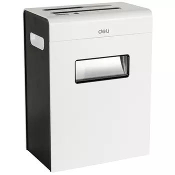 Шредер Deli E9903-EU белый/черный (секр.P-4)/фрагменты/12лист./23лтр./скрепки/скобы/пл.карты/CD