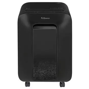 Шредер Fellowes PowerShred LX201 черный (секр.P-5)/перекрестный/12лист./22лтр./скрепки/скобы/пл.карты