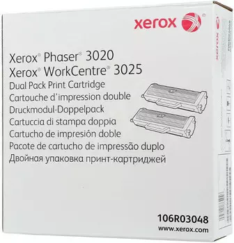 Тонер-картридж Xerox Phaser 3020 WC 3025 2 шт (1,5K стр.), черный