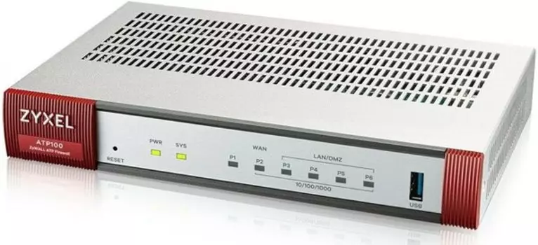 Zyxel ATP 10/100/1000, 1*WAN, 4*LAN/DMZ ports, 1*SFP, 1*USB with 1 Yr Bundle Межсетевой экран Zyxel ZyWALL ATP100,