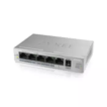 Zyxel GS1005HP, 5xGE (4xPoE+), настольный, металлический, бесшумный, бюджет PoE 60 Вт