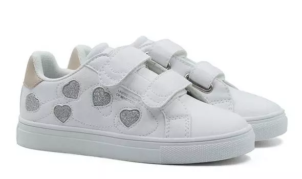 Детские кеды United Colors of Benetton (LOVE MULTI GLITTER BTK114105), белые