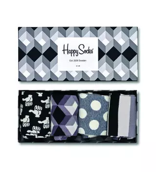 Носки Happy socks 4-Pack Black & White Socks Gift Set XBLW09
