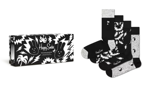 Носки Happy socks 4-Pack Black & White Socks Gift Set XBWI09