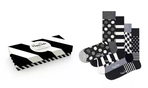 Носки Happy socks 4-Pack Classic Black &amp; White Socks Gift Set XCBW09 9100