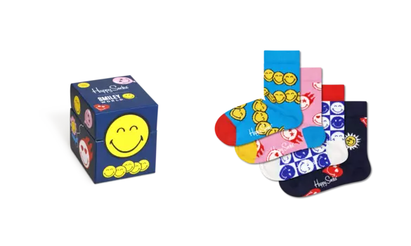 Носки Happy socks collaboration 4-Pack Kids Smiley Gift Set XKSMY09