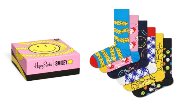 Носки Happy socks collaboration 6-Pack Smiley Gift Set XSMY10