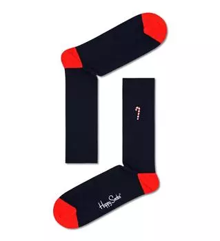 Носки Happy socks Ribbed Embroidery Candy Cane Crew Sock RECCS01