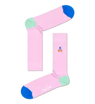 Носки Happy socks Ribbed Embroidery Cherry Sock RECHE01 3000