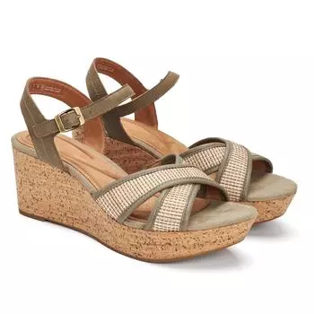 Женские босоножки Clarks, хаки