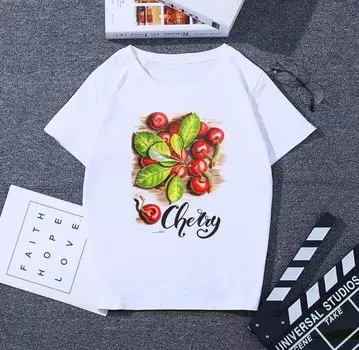 Футболка женская Cherry-белая (42-44)