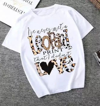 Футболка женская Леопардовый принт-белая (46-48)