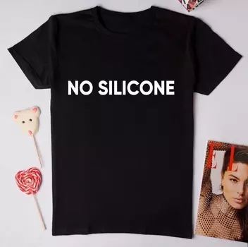 Футболка женская "NO Silicon"-черная (50-52)